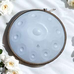 White Steel Handpan Drum: 10 Notes, D Kurd, 440 Hz - Gift