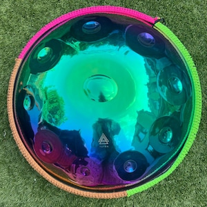 Rainbow Handpan Drum: 10-Note Stainless Steel Tongue Drum, 440Hz