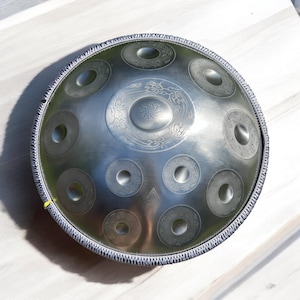 D Kurd Handpan Drum: 12-Note Stainless Steel Engraved Mandala