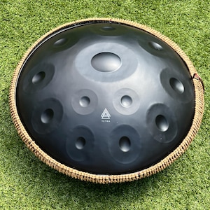 Black Matte Handpan Drum - 12 Note - 432Hz/440Hz - with Bag, Stand & Mallets