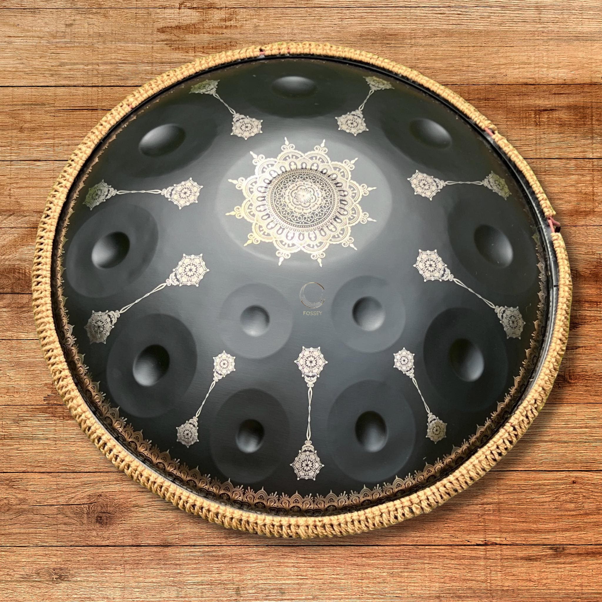Black Yantra Design Fossey Handpan, 12-note D Kurd, 432hz - Price