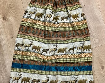 Wildlife pattern lace trim ribbon skirt powwow regalia