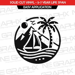 NEGraphx | Sticker Boten en palmboom | Stickers van hoge kwaliteit