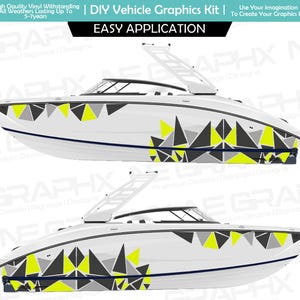 NEGraphx |  Sticker geometrische speedboot | Sticker sticker zijkant boot | Stickers van hoge kwaliteit