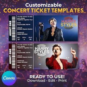 Harry Styles Together, Together Tour Concert Ticket – Editable Canva Template (Instant Download)