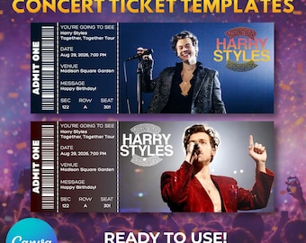 Harry Styles Together, Together Tour Concert Ticket – Editable Canva Template (Instant Download)