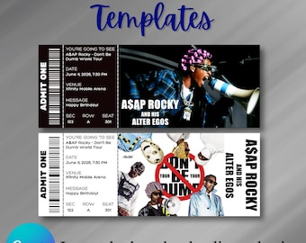 ASAP Rocky Don't Be Dumb World Tour Souvenir Ticket - Bearbeitbare Canva Vorlage (Sofortdownload)