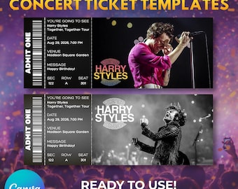 Harry Styles Together, Together Tour Concert Ticket – Editable Canva Template (Instant Download)