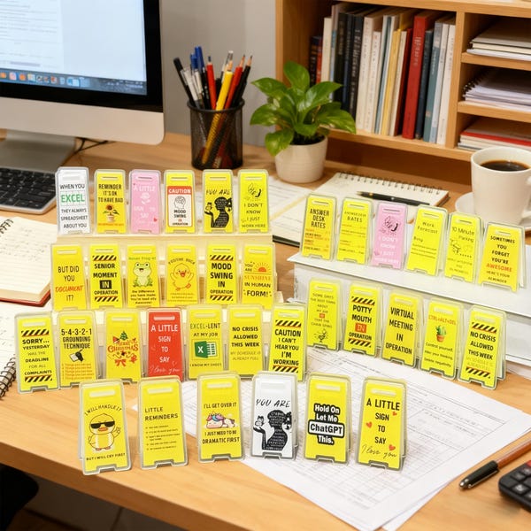 Lustige Mini-Schreibtischschilder, Arbeitsplatz-Schreibtischzubehör, humorvolles Geschenk für Kollegen, Freunde, für sich selbst, den Arbeitsplatz mit Humor und Funktionalität aufpeppen