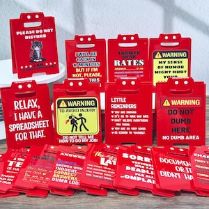 Letreros divertidos para escritorio de oficina, letreros de advertencia para escritorio, pronóstico de trabajo, pequeños recordatorios, letrero con mensaje, accesorio de oficina, decoración de escritorio con humor, regalo divertido para compañeros de trabajo