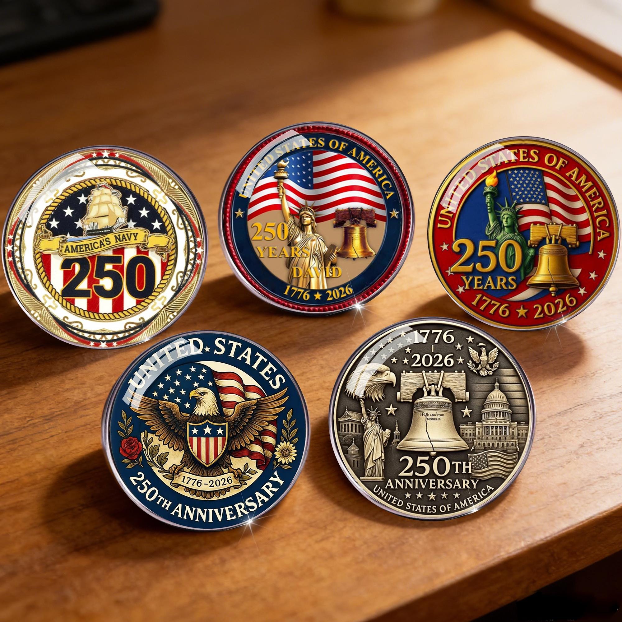 2026 US 250th Anniversary Enamel Pin | American Eagle, USA Flag