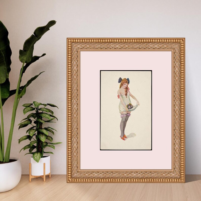 Vintage Pin-up Girl Art Print | Cat Lover Gift (digital Download) - Etsy