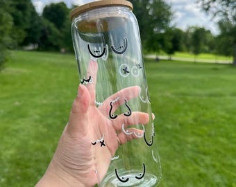 Boobie Glass Tumbler, 24oz UVDTF Design