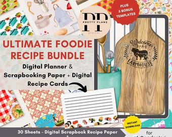 Goodnotes Recipe Card Kit: Digital Scrapbook Paper Bundle (Instant Download)