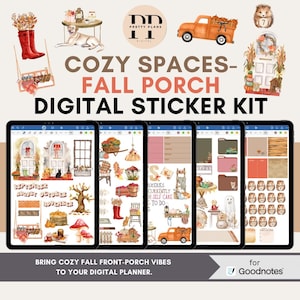 Fall Digital Planner Stickers for GoodNotes: Cozy Porch Decor