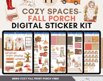 Gemütliches Herbst Digital Sticker Kit | Herbst Goodnotes Aufkleber | Herbst Digitale Planer Aufkleber | Kürbis Dekor | Sofort Download