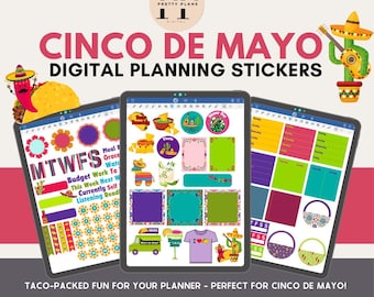 Cinco de Mayo Digital Sticker Kit – Festive Planner Stickers for Goodnotes | Taco Tuesday | Fiesta Theme | Instant Download