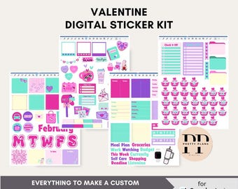 Valentine Digital Planner Stickers for GoodNotes | Aesthetic & Functional Stickers | Daily Planning