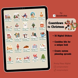 Christmas Digital Planner Stickers for GoodNotes | Countdown Aesthetic & Functional Stickers | Daily Planning