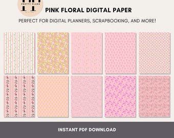 Pink Floral Digitaler Planer Papier | Ästhetisches & Funktionales Digitales Papier | 2025 Digitaler Kalender
