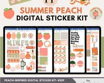 Summer Peach Digital Planner Stickers for GoodNotes | Aesthetic & Functional Stickers | Daily Planning