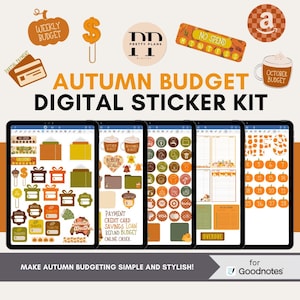 Fall Budget Goodnotes Stickers: Pre-Cropped Digital Planner Kit