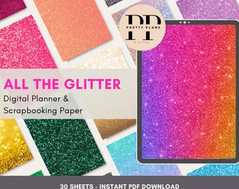Glitter Digitaler Planner: Regenbogenfarben für GoodNotes, iPad (PDF Download)