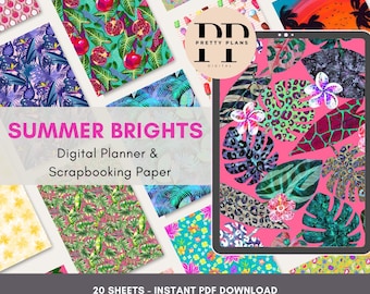 Sommer Tropisches Digital Planner Papier: Strahlendes iPad Journal (PDF Download)
