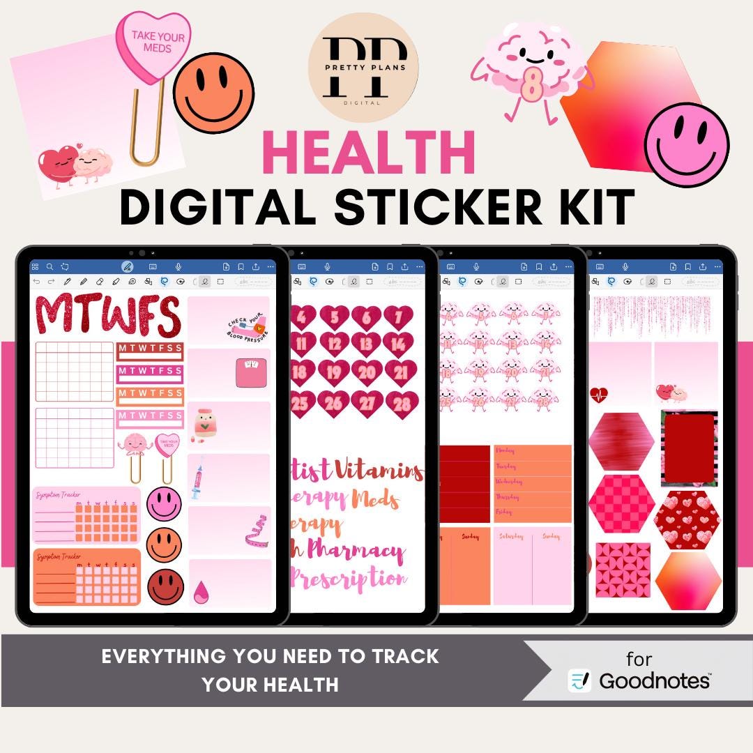 Health Digital Planner Stickers for Goodnotes | Wellness Functional ...