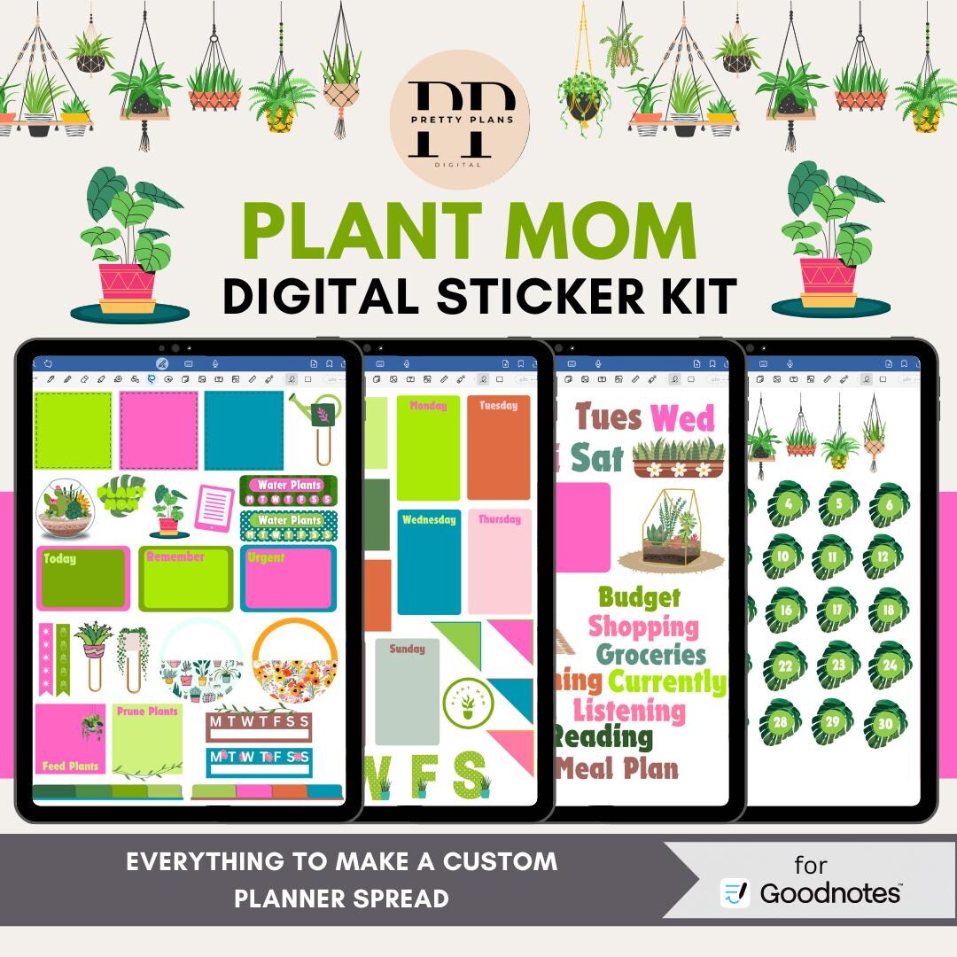 Plant Mom Digital Planner Stickers: Goodnotes iPad Journal (digital ...