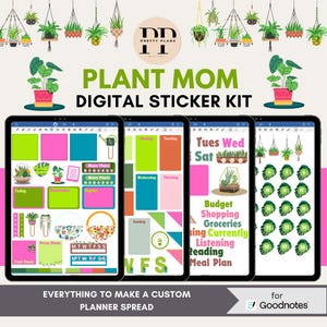 Plant Mom Digital Planner Stickers, iPad Planner, GoodNotes Planner, Digital Calendar, Daily, Weekly, Monthly Journal