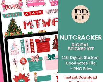 Nussknacker Weihnachten Digitales Aufkleber-Kit | GoodNotes & PNG-Dateien | Urlaub Ballett Weihnachten Aufkleber | Digitale Planer Sticker