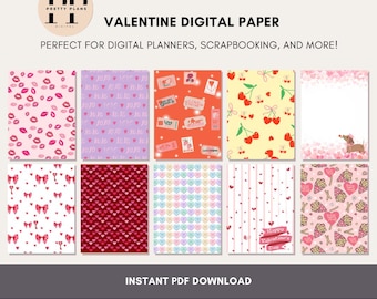 Digitales Valentinstag Papier | Ästhetisches & Funktionales Digitales Papier | Für die tägliche Planung