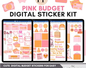 Pink Budget Planner Stickers: GoodNotes, iPad (Digital Download)