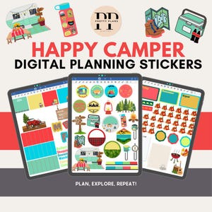 Camping Digital Planner Stickers for GoodNotes | Aesthetic & Functional Stickers | 2025 Planner