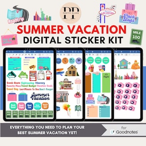 Summer Vacation Digital Planner Stickers for GoodNotes | Aesthetic & Functional Stickers | Daily Planning
