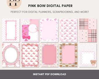Rosa Schleife Digital Planner Paper, iPad Planer, GoodNotes Planner, Digitaler Kalender, täglich, wöchentlich, monatlich Journal