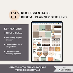 Pet Digital Planner Stickers for GoodNotes | Dog Essentials Aesthetic & Functional Stickers | 2025 Digital Planner