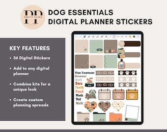 Haustier Digitale Planer Aufkleber für GoodNotes | Dog Essentials Ästhetische & Funktionale Aufkleber | 2025 Digitaler Kalender