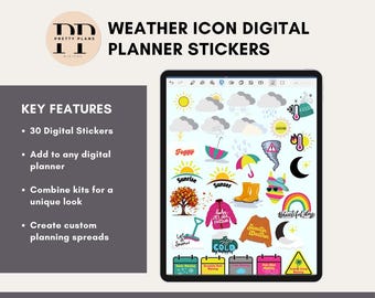 Wetter Digitale Planner Stickers für GoodNotes | Wetterästhetik & Funktionale Aufkleber | 2025 Digitaler Kalender