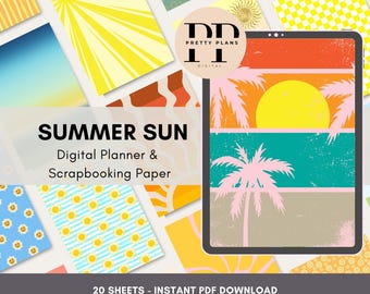 Summer Digital Planner Paper, iPad Planner, GoodNotes Planner, Digital Calendar, Daily, Weekly, Monthly Journal