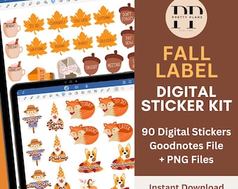 Herbst Digitaler Planer | Herbst Digitale Aufkleber für Goodnotes | Gemütliche Herbst ästhetik Etiketten | Digitale Planung & Journaling Sticker
