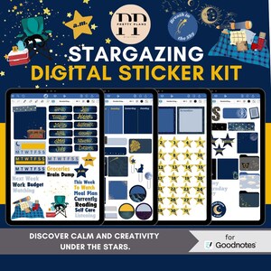 Digitalt klistermärkeskit för sommarstjärnskådning: Celestial Goodnotes-klistermärken (125+)