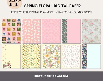 Floral Digital Planner Paper, iPad Planner, GoodNotes Planner, Digital Calendar, Daily, Weekly, Monthly Journal