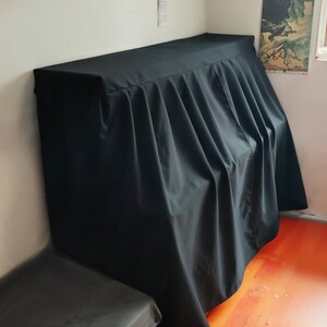 Cotton and linen black piano cover, custom piano cover, piano cover,  home decoration, piano protective cover, dust cover, handmade.