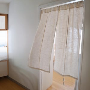 Japanese curtains, linen curtains, light beige curtains, kitchen partition curtains, handmade curtains