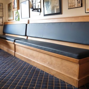 Black frosted faux leather bench, faux leather cushion, custom size, handmade leather cover .