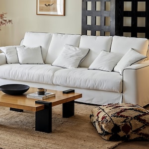 White cotton linen sofa covers, custom size sofa covers, full sofa covers, dust proof sofa covers.