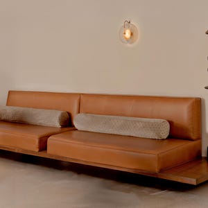 Leather bench cushions, faux leather back cushions, custom sizes， handmade leather cushion covers.