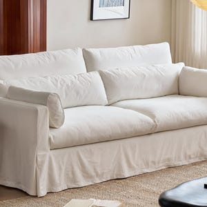 White sofa cover, multi-color options, custom sofa cover, loose cover, multi-color options, linen sofa cover.